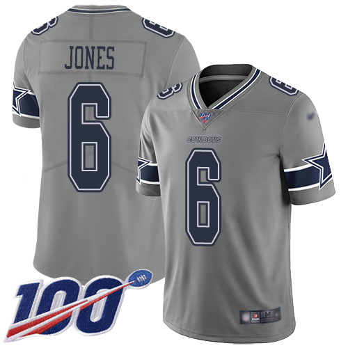 Men Dallas Cowboys Limited Gray Chris Jones #6 100th Season Inverted Legend NFL Jersey